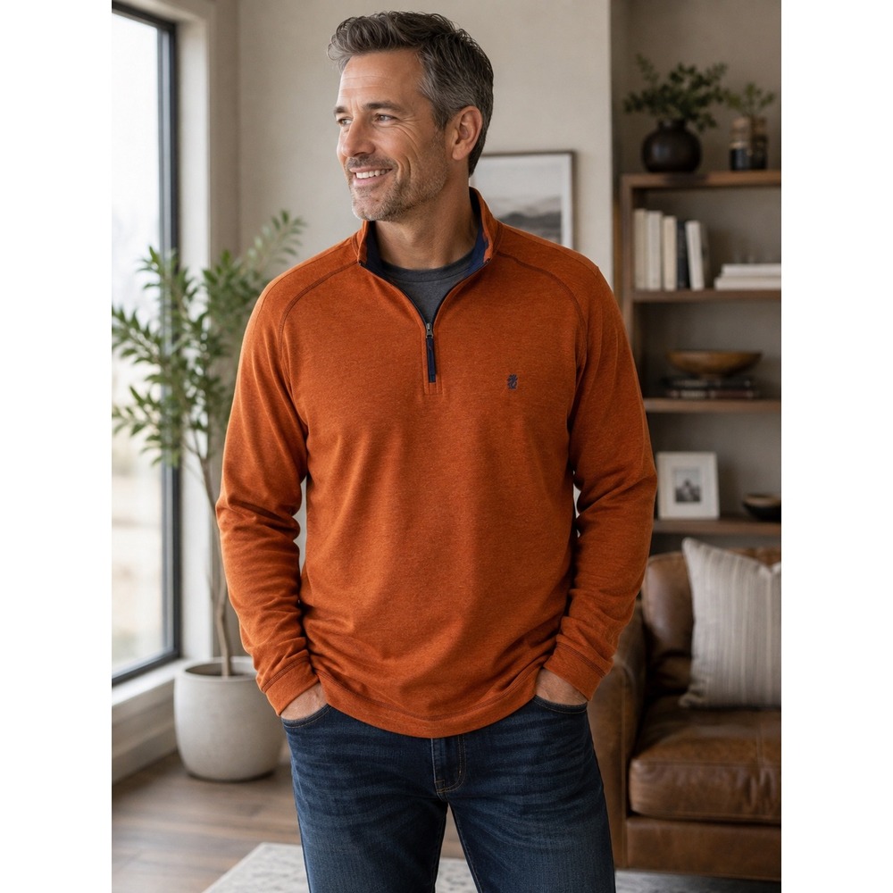 IZOD Advantage Performance Quarter Zip Pullover Bombay Brown XXL Microfleece